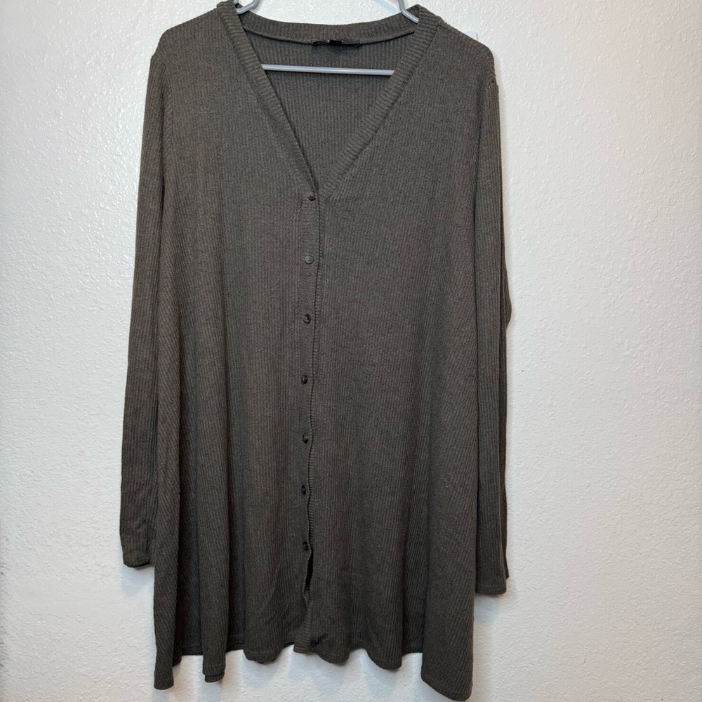 Lulus Button Front Sweater Dress Brown Olive Size Extra Large Relaxed Fit